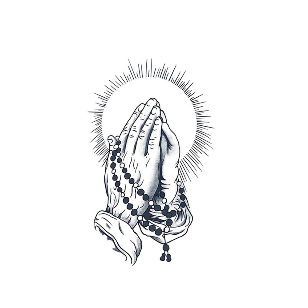 2pcs Praying Hands Juice Tattoo Sticker, Semi-Permanent Tattoo, Realistic Fake Tattoo, Lasts 7-15 Days