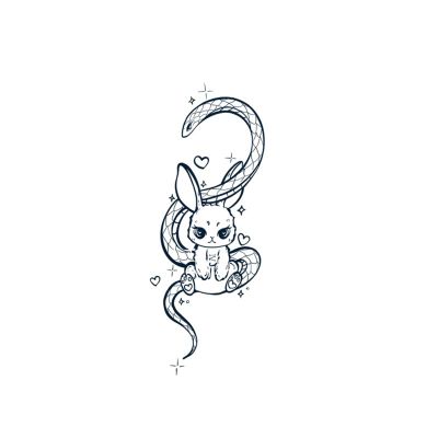 2pcs Rabbit Snake Arm Semi-permanent Tattoo, Realistic Fake Tattoos, Lasts 7-15 Days, Waterproof Non-reflective Temporary Sticker