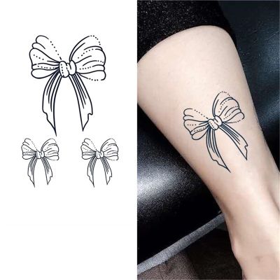 2pcs Bow Juice Tattoo Sticker, Semi-Permanent Realistic Fake Tattoos, Lasts 7-15 Days, Waterproof Non-Reflective