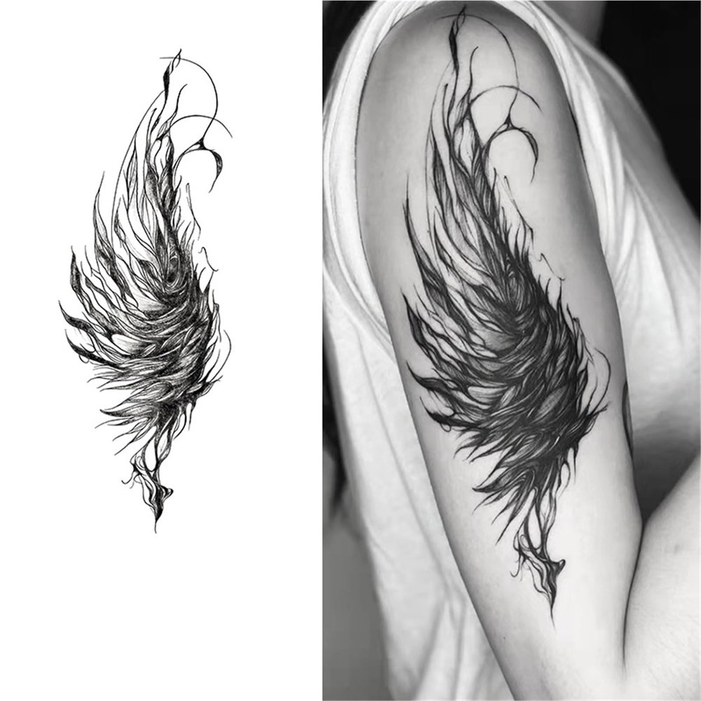 2pcs Wings Arm Semi-permanent Tattoo, Realistic Fake Tattoos, Lasts 7-15 Days, Waterproof Non-reflective Temporary Sticker