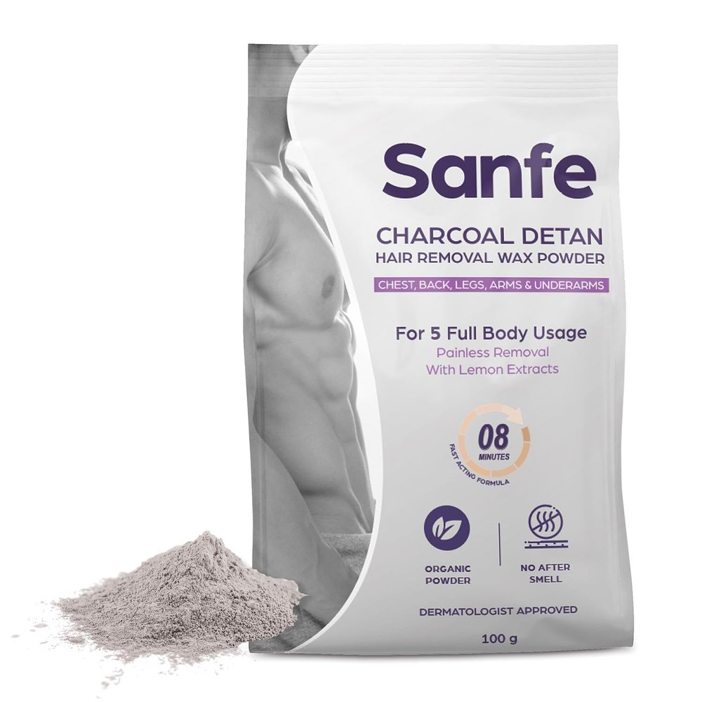 Charcoal Hair Removal Wax Powder | 8 Minute Painless | Organic | Chest, Back, Legs, Arms, Underarms | 100gm