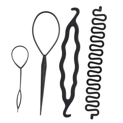 Aramox Hair Bun Maker Braiding Styling Tools DIY Accessories for Long Hair Wedding Party 9PCS Kit (No. 1 4PCS)