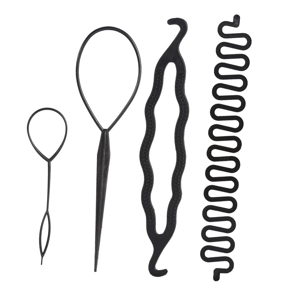 Aramox Hair Bun Maker Braiding Styling Tools DIY Accessories for Long Hair Wedding Party 9PCS Kit (No. 1 4PCS)
