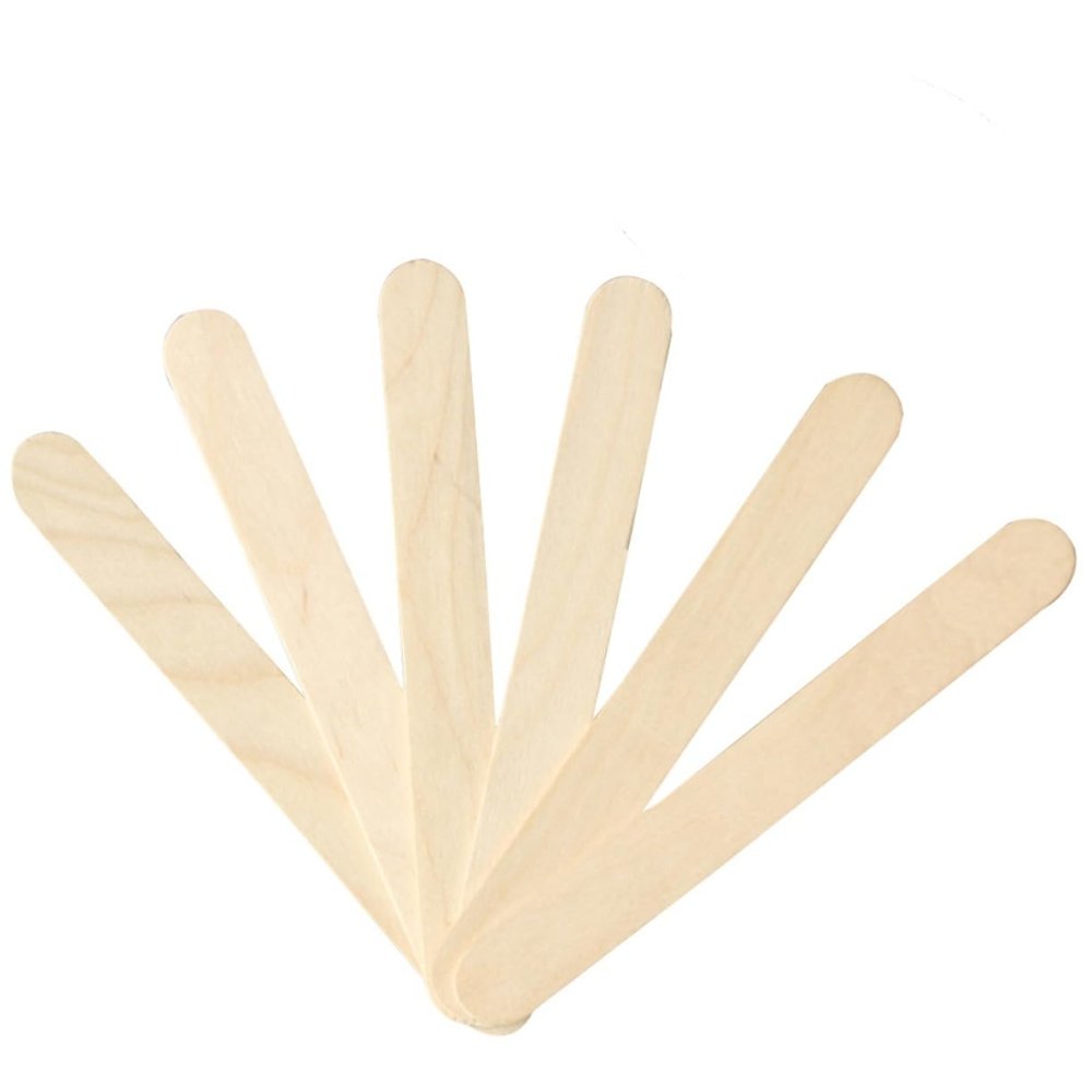 HONMEET 100pcs Rounded End Wooden Tongue Depressor Disposable Spatulas for Hard Waxing Strip Waxing Salon Home Use