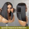 Lace Front Bob Wigs Human Hair 13x4 HD Lace Frontal Straight Bob Wig Human Hair Glueless HD Transparent Bob Wigs for Black Women 14 Inch Human Hair Natural Black Wig with Baby Hair 180% Density view 2