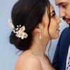 Beaupretty 2pcs Stunning Wedding Hair Comb with Rhinestones and Pearls Elegant Bridal Accessories for Special Occasions Leaf Design Hair Jewelry for Brides view 2