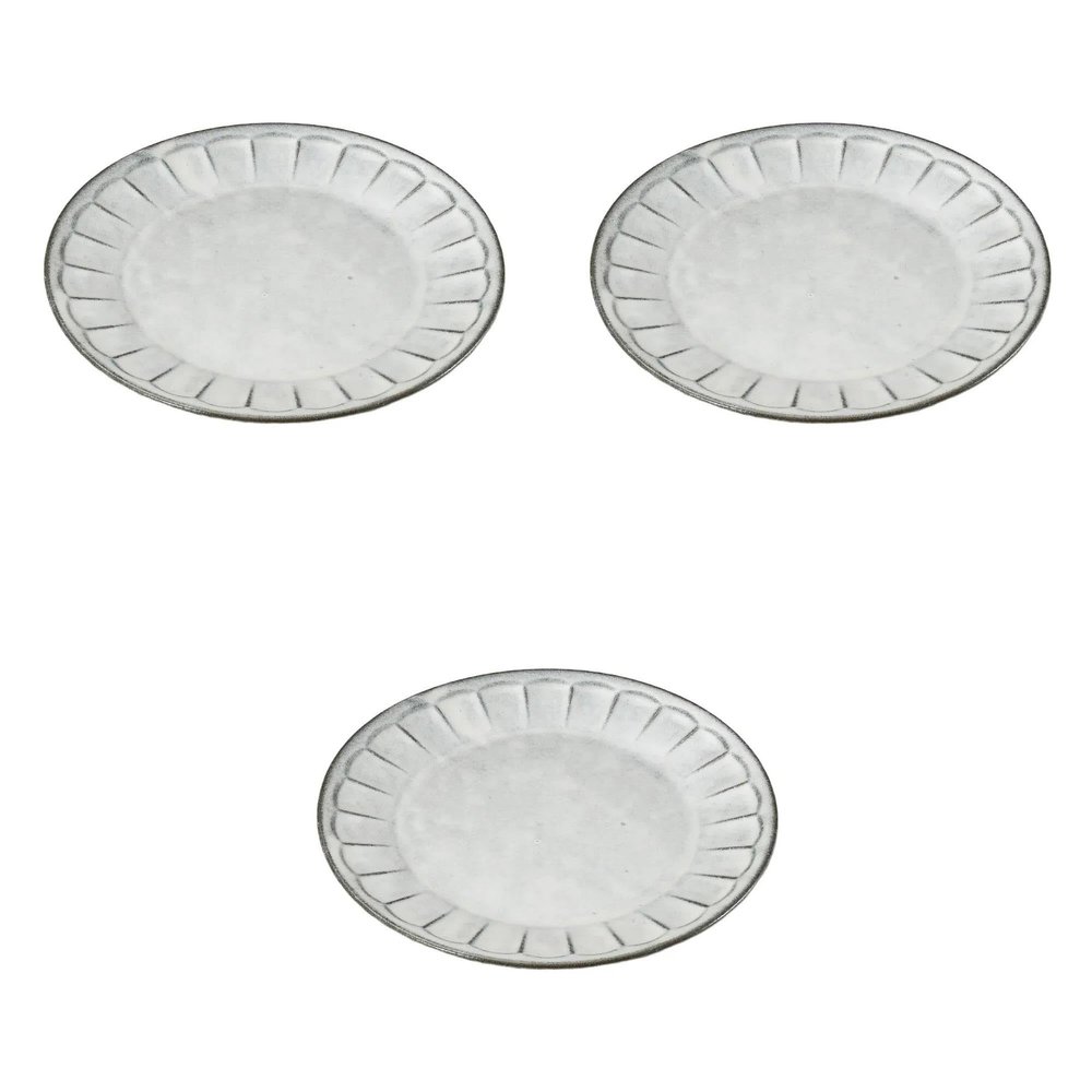 Set of 3, Black Ceramic Shaving, 23 Round Plates, 9.1 x 0.7 inches (23 x 1.8 cm), Round Plate (Medium) Setomonohonpo
