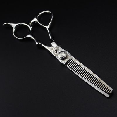 6.0-Inch Double-Edged Hair Cutting Scissors - 17.5cm 440C Stainless Steel Professional Hairdressing Shears with Straight and Thinning Blades,B (A)