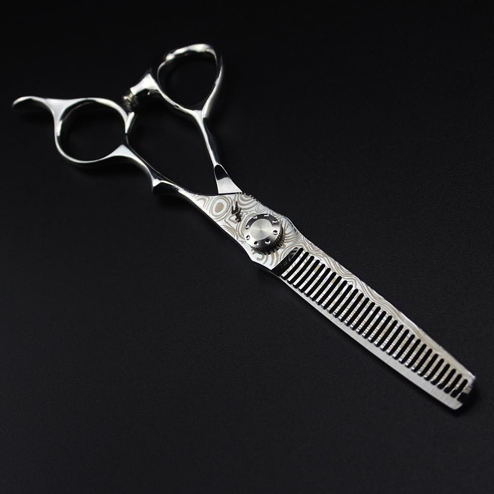 6.0-Inch Double-Edged Hair Cutting Scissors - 17.5cm 440C Stainless Steel Professional Hairdressing Shears with Straight and Thinning Blades,B (A)