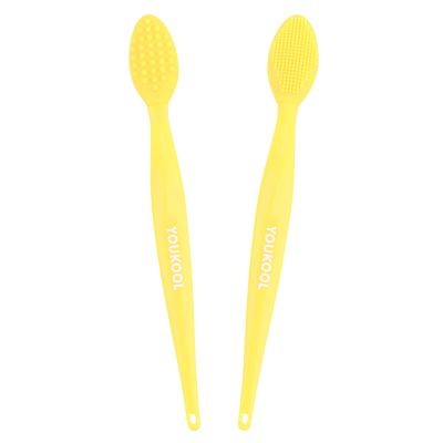 Lip Scrub Brush,Double-Sided Silicone Exfoliating Lip Brush Tool for Smoother and Fuller Lip Appearance,Yellow,2pcs