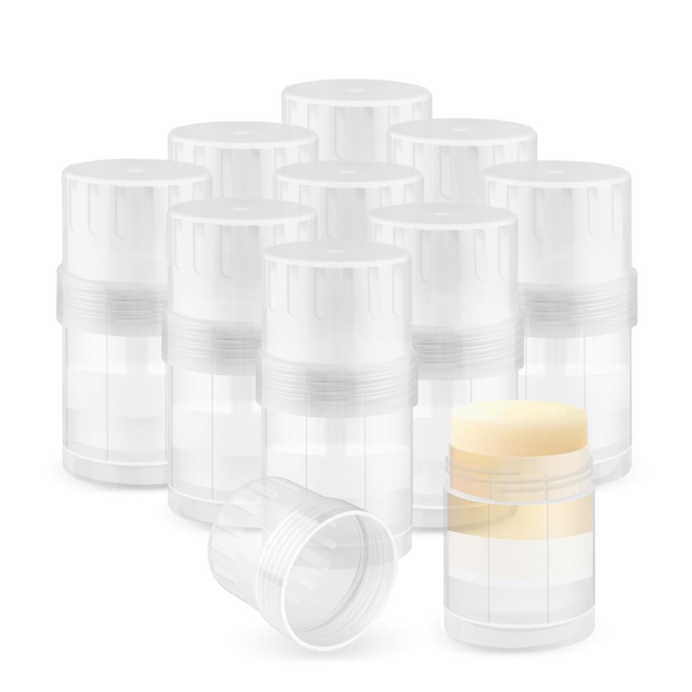 10 Pack 30g/1oz Empty Platic Deodorant Containers Top-Fill Deodorant Bottles Refillable Twist-Up Deodorant Tubes For DIY Deodorant Lip Balm Aromatherapy Lotion Stick (clear)