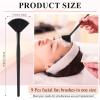 9 Pieces Facial Fan Mask Brushes, Soft Facial Applicator Brushes Tools for Peel Glycolic Makeup for Mud Cream(Full Black) view 2