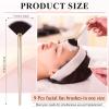9 Pieces Facial Fan Mask Brushes, Soft Facial Applicator Brushes Tools for Peel Glycolic Makeup for Mud Cream(Brown) view 2