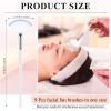 9 Pieces Facial Fan Mask Brushes, Soft Facial Applicator Brushes Tools for Peel Glycolic Makeup for Mud Cream(White Blue) view 2