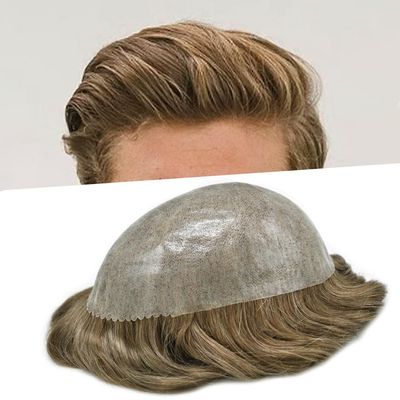 Healthlif Mens Toupee Human Hair 64 Colors Transparent Poly Skin Hair Pieces For Men Non Surgical Hair Replacement System For Men Protesis Capilar Para Hombre 6X9#1730#17 Dark Ash Blonde+30% Grey