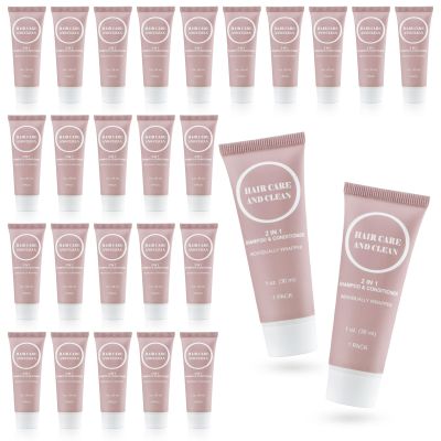 Travel Shampoo & Conditioner, 2 in 1 Shampoo Set Bulk, Small Mini Trial Size Men Women Essential Cleansing Toiletries Amenities for Hotel, Shelter/Homeless/Nursing Home/Charity 1 Fl oz (Pack of 60