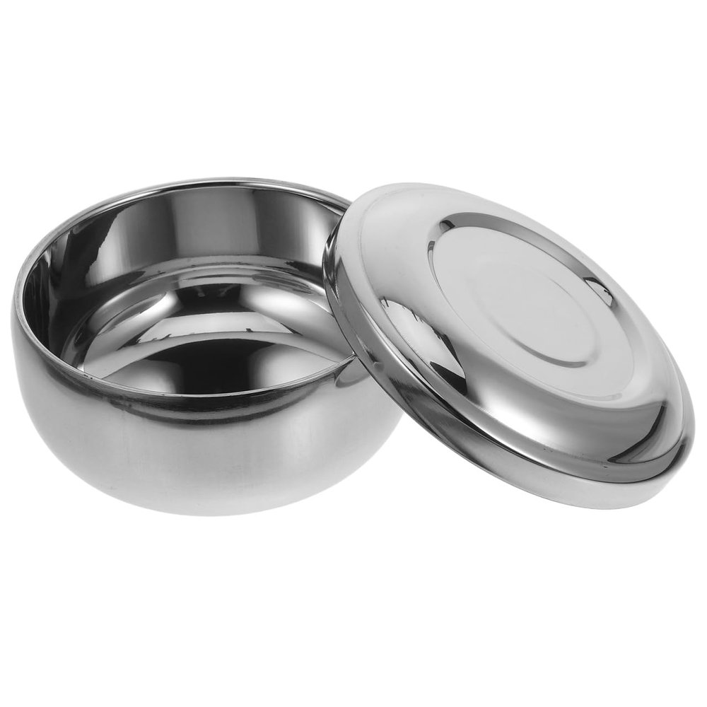 OUNONA Stainless Steel Shaving Soap Bowl for Men Compact Shaving Mug with Lid for Travel Efficient Foam Management and Elegant Design
