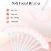 9 Pieces Facial Fan Mask Brushes, Soft Facial Applicator Brushes Tools for Peel Glycolic Makeup for Mud Cream(White Pink) view 4