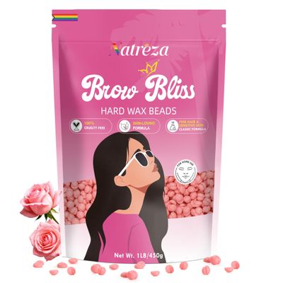 Natreza Hard Wax Beads, 1lb Waxing Beads for Face, Brazilian, Bikini, Legs, Underarms, Sensitive Skin, Full Body Waxing, Wax Melts for Hair Removal, Home Wax Beans for Women Men, Pink