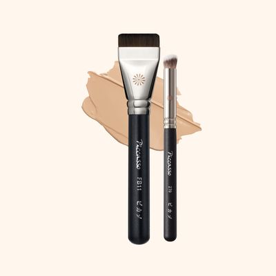 2Pcs Piccasso Concealer Foundation Brush Premium Face Makeup Brush Brush for Liquid Makeup Flat and Soft Bristles for Seamless Application