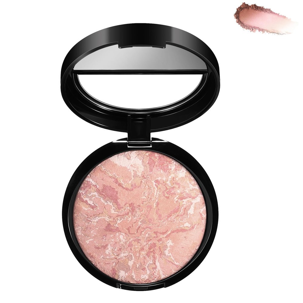 BEUKING Marble Baked Makeup Setting Powder, Luminous Finish Waterproof Sweatproof Conceal Foundation, 24 H No-Transfer No Smudge Oil-Control Pressed Powder Makeup Base (#02 FAIR, 0.53 OZ)