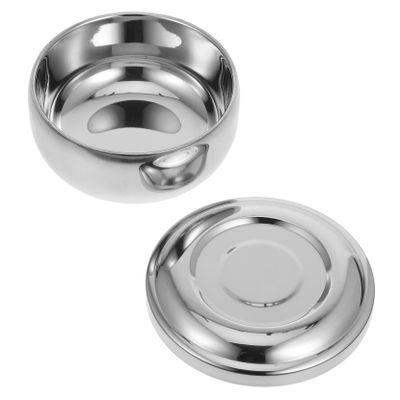 PLAFOPE Stainless Steel Shaving Soap Bowl Lid Barber Cleaning Soup Cup for Men Hair Brushes for Men Wet Shaving Essentials