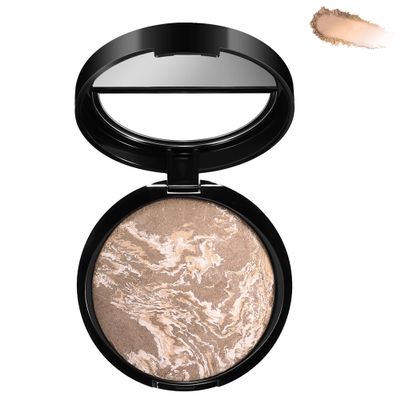 BEUKING Marble Baked Makeup Setting Powder, Luminous Finish Waterproof Sweatproof Conceal Foundation, 24 H No-Transfer No Smudge Oil-Control Pressed Powder Makeup Base (#05 TAN, 0.53 OZ)