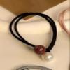 10 Pieces Artificial Pearl Elastic Hair Ties Classic Hair String Pearl Hair Scrunchies Hair Ring Elegant Ponytail Holder for Women Lady, Black Rope view 2