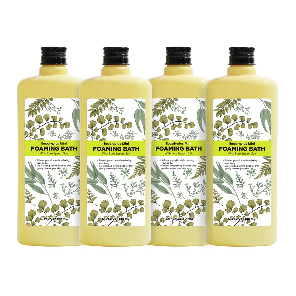 Bubble Bath for Women, Eucalyptus Mint Scented Bubble Bath Gifts Set, Foaming Bath Mother's Day Gifts for Mom, 51.2 fl oz (Pack of 4)