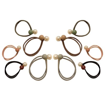 10 Pieces Artificial Pearl Elastic Hair Ties Classic Hair String Pearl Hair Scrunchies Hair Ring Elegant Ponytail Holder for Women Lady, Color Random