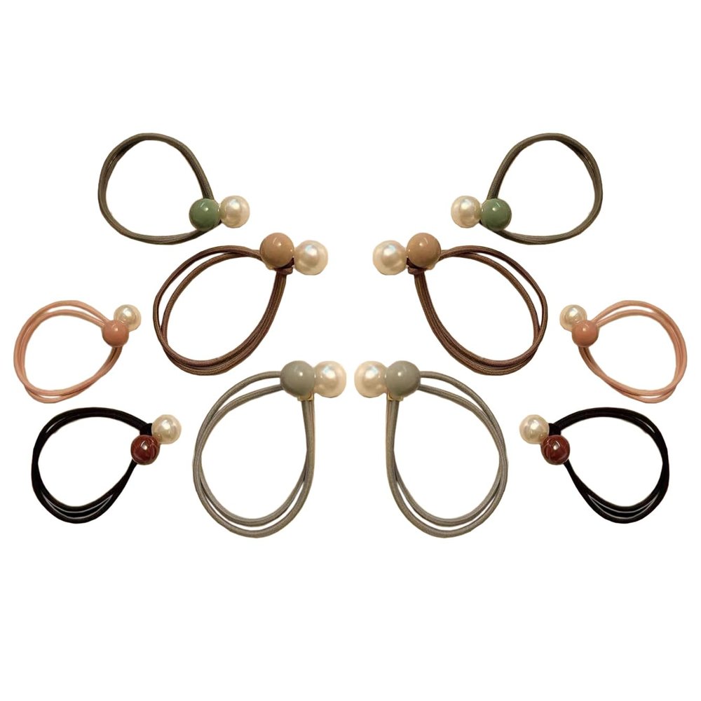 10 Pieces Artificial Pearl Elastic Hair Ties Classic Hair String Pearl Hair Scrunchies Hair Ring Elegant Ponytail Holder for Women Lady, Color Random