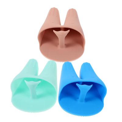 Baluue 3pcs Cute Rabbit Ear Face Scrubber Silicone Face Wash Brush Manual Cleansing Tool Exfoliating Brush Soft Bristles Deep Cleaning Skin Care Kit