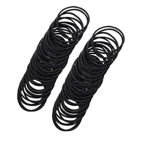 100 Pieces Black Hair Ties for Thick and Curly Hair Ponytail Holders Hair Elastic Band for Women or Men