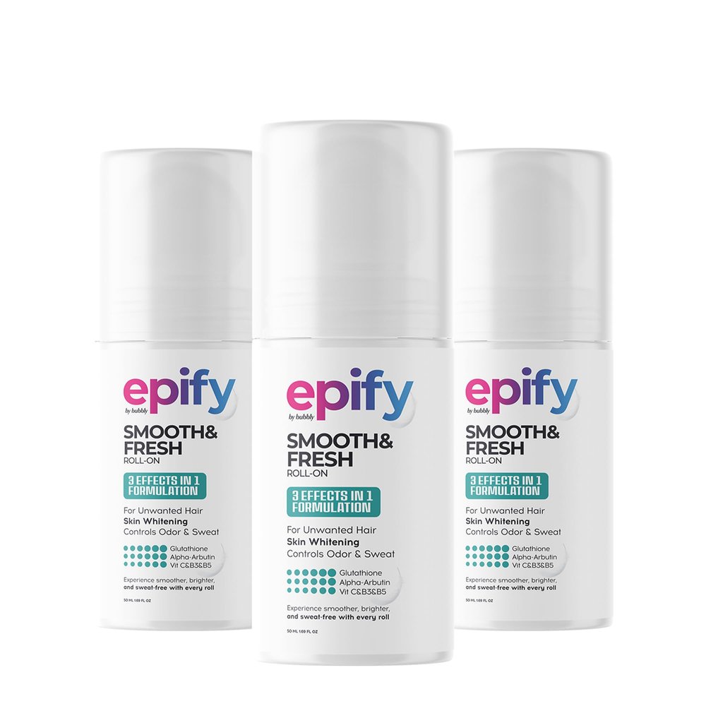 Epify Smooth & Fresh Roll-On, Eliminates Unwanted Hair, Controls Odor and Sweat, Smoothes Underarm, Reduces Ingrown Hair, 1.69 Fl Oz (3)