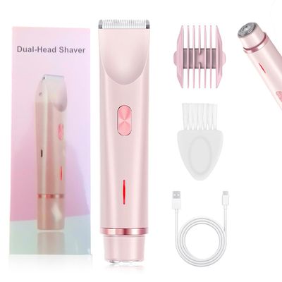 Bikini Trimmer for Women - Painless Electric Razors for Silk Skin,Cordless Body Shaver for Trip, Wet/Dry Shaver Groomer, Replaceable Blade Heads, IPX7 Waterproof&Easy Cleaning, USB Charge(Pink)