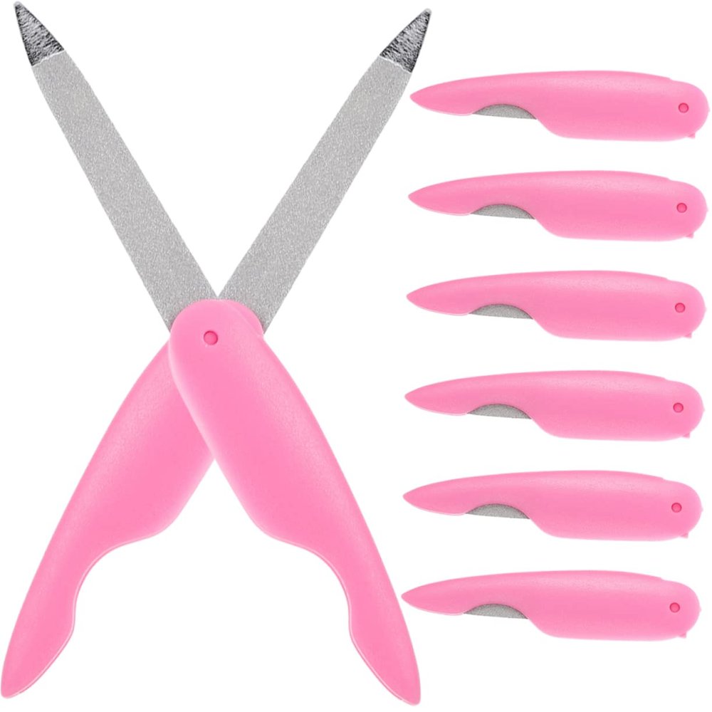 BESPORTBLE 8pcs Metal Folding Nail Files for Natural Gel Nails Double-Sided Buffer Manicure Files for Manicure