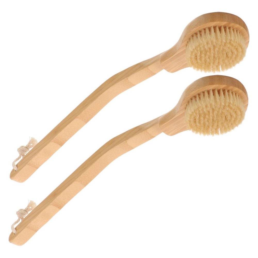 ARTSEWPLY 2pcs Shower Body Brush Long Handle Bath Brush for Wet Dry Scrubbing Exfoliating Skin Back Scrubber for Women