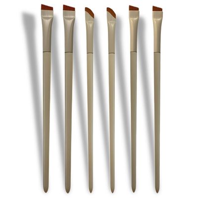 Angled Eyebrow & Eyeliner Brush Set  6 Ultra-Thin Precision Tools (Curved, Wide & Narrow) for Powder, Gel, Tint & Pomade  Professional Kit for Eyebrows & Eye Makeup