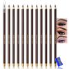 12Pcs Dark Brown Eyebrow Pencils for Women,Wooden Hard-Core Eyebrow Eyeliner Pencil,Sharpener Included,Long Lasting Waterproof Sweat-proof Create a Natural Eye Brow Makeup,Beginner Brow Pencil,Vegan view 1