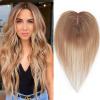 12 Inch Hair Toppers for Women Real Human Hair 360 Toppers No Bangs Upgrade Lace Base Hand Hair-Tied for Women (Ombre Brown, 12 Inch) view 1