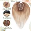 12 Inch Hair Toppers for Women Real Human Hair 360 Toppers No Bangs Upgrade Lace Base Hand Hair-Tied for Women (Ombre Brown, 12 Inch) view 3