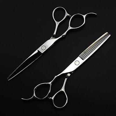 5.5/6 Inch Professional 440C Silver Left Handed Cut Hair Scissors Cutting Barber Haircut Thinning Shears Hairdressing Scissors