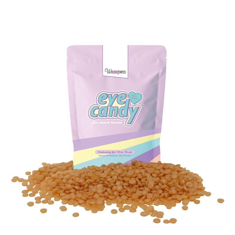 Waxxxpress Eye Candy Gel Wax Beads 17.6oz - Professional Gel Wax for Ultimate Control to Scuplt and Contour Brows With Ease, Holographic Shimmer