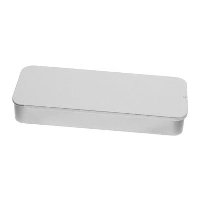Garneck 1piece Vintage Rectangular Tin Box Slide Lids for Cosmetics Jewelry and Crafts Storage Compact and Tinplate Organizer Frosted Silver