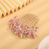 Aimimier Dainty Butterfly Crystal Hair Comb 3 Butterflies Hair Side Comb Sparkly Rhinestone Long Teeth Hair Piece Marquise Wedding Bridal Hair Accessories for Women (Pink) view 4