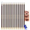 12Pcs Eyebrow Pencils for Women,Wooden Hard-Core Brown Eyebrow and Eyeliner Pencil,Long Lasting Waterproof and Sweat-Proof,Beginner Makeup Brow Pencil,Create a Natural Eye Brow Makeup,Vegan view 1