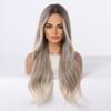 Luxclipse Blonde Lace Front Wigs Human Hair Ombre Body Wave Glueless Wig Middle Part Long Wavy Wig with Dark Roots Heat Resistant (Platinum Blonde,26 inch) view 3