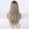 Luxclipse Blonde Lace Front Wigs Human Hair Ombre Body Wave Glueless Wig Middle Part Long Wavy Wig with Dark Roots Heat Resistant (Platinum Blonde,26 inch) view 4