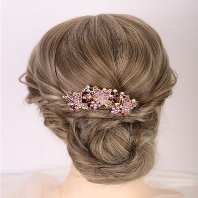 Aimimier Dainty Butterfly Crystal Hair Comb 3 Butterflies Hair Side Comb Sparkly Rhinestone Long Teeth Hair Piece Marquise Wedding Bridal Hair Accessories for Women (Purple)