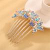Aimimier Dainty Butterfly Crystal Hair Comb 3 Butterflies Hair Side Comb Sparkly Rhinestone Long Teeth Hair Piece Marquise Wedding Bridal Hair Accessories for Women (Blue) view 3